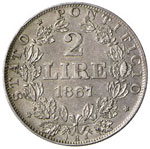 ROMA - DUE LIRE 1867 A. XXII PAG. 558  AG  ... 