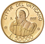 ROMA - 50.000 LIRE 1997 AU  GR. 7,5