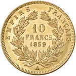 FRANCIA  - DIECI FRANCHI 1859 A KM. 784.3  ... 