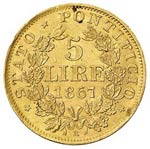 ROMA - CINQUE LIRE 1867 A. XXII PAG. 546  AU ... 