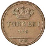 NAPOLI - TRE TORNESI 1835 MIR. 525/2  CU  ... 