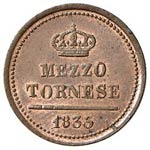 NAPOLI - MEZZO TORNESE 1835 MIR. 534/2  CU  ... 