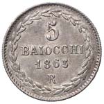 ROMA - CINQUE SOLDI 1865 A. XX PAG. 472  AG  ... 