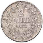ROMA - DUE LIRE 1867 A. XXII PG. 558  AG  ... 