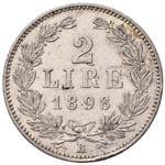 SAN MARINO - DUE LIRE 1898 PAG. 365  AG  GR. ... 