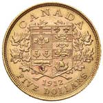 CANADA - CINQUE DOLLARI 1912 KM. 26  AU  GR. ... 