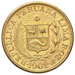 PERU’ - LIBRA 1902 KM. 207  AU  GR. 7,98