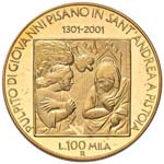 100.000 LIRE 2001 AU  GR. 15,00 IN ASTUCCIO.