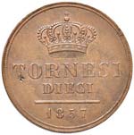 NAPOLI - DIECI TORNESI 1857 MIR. 521/6  CU  ... 