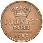NAPOLI - DIECI TORNESI 1859 MIR. 521/8  CU  ... 