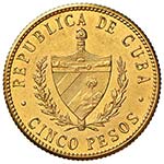 CUBA - REPUBBLICA  CINQUE PESOS 1915 KM. 19  ... 