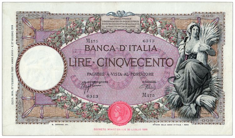 REGNO D’ITALIA - 500 Lire ... 