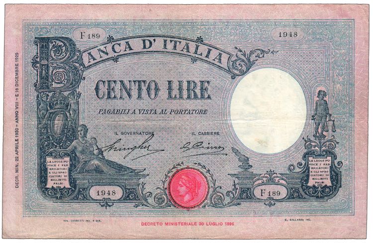 REGNO D’ITALIA - 100 Lire ... 