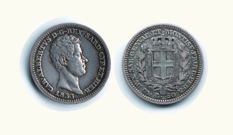 CARLO ALBERTO - 50 Centesimi 1833 ... 