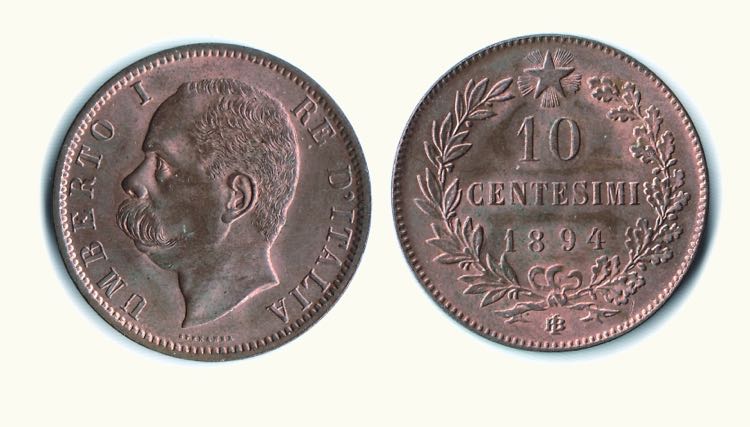 UMBERTO I - 10 Cent. 1894.  Ae - ... 