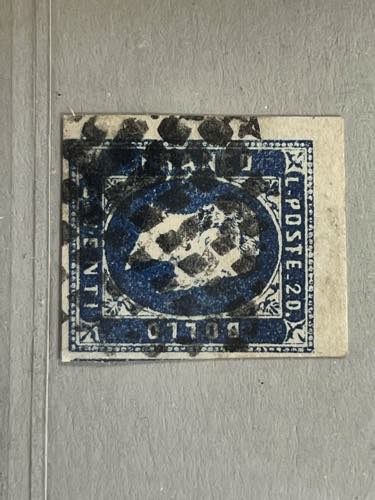 1851 -  20 c. azzurro (2) angolo ... 