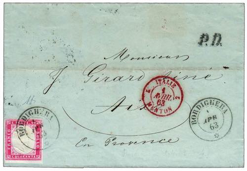 1862-63 -  BORDIGHERA due lettere ... 