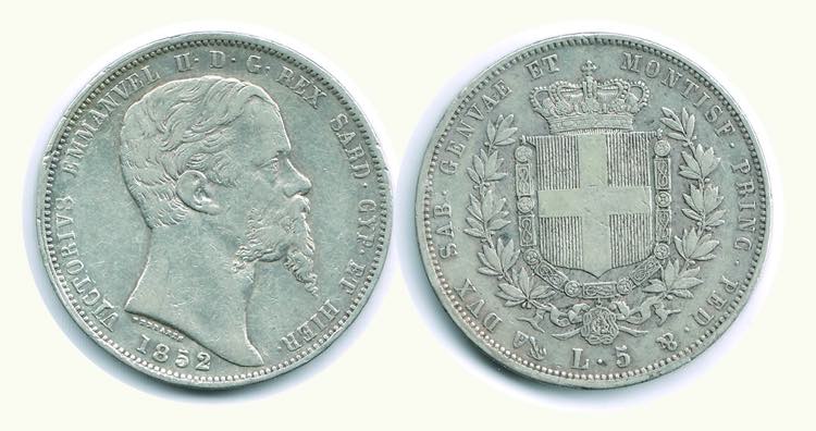 VITTORIO EMANUELE II - 5 Lire 1852 ... 