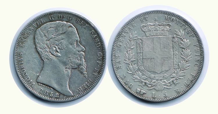 VITTORIO EMANUELE II - 5 Lire 1852 ... 