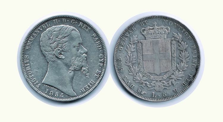 VITTORIO EMANUELE II - 5 Lire 1854 ... 
