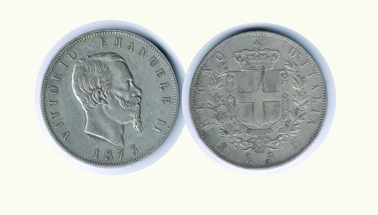 VITTORIO EMANUELE II - 5 lire 1873 ... 