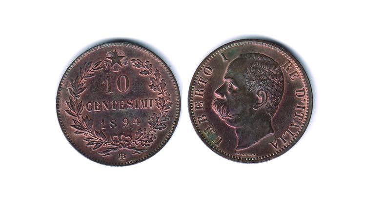 UMBERTO I - 10 Cent. 1894 Bi - ... 