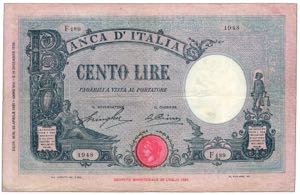 REGNO D’ITALIA - 100 Lire azzurrino Fascio ... 