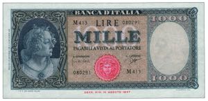  REPUBBLICA ITALIANA - 1.000 Lire Medusa - ... 