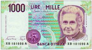 REPUBBLICA ITALIANA - 1.000 Lire Montessori ... 