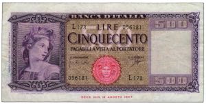 REPUBBLICA ITALIANA - 500 Lire Spighe - ... 