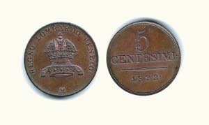 MILANO - Francesco I - 5 Cent. 1822 - ... 