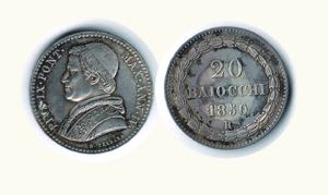 ROMA - Pio IX - 20 Baiocchi 1850 - Fondi ... 