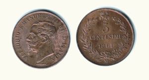 VITTORIO EMANUELE II - 5 Cent. 1861 Mi.  Ae ... 