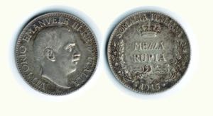 VITTORIO EMANUELE III - ½ Rupia 1915 - ... 