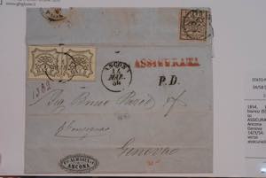 1854 -  8 baj bianco (9) coppia su lettera ... 