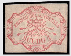 1852 -  1 scudo rosa carminio (11) nuovo e ... 