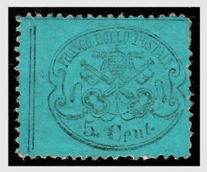 1868 -  5 cent. azzurro scuro (25d) rara ... 