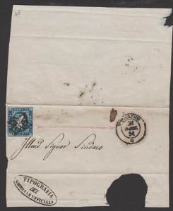 1851 -  20 c. azzurro scuro I tiratura (2c) ... 
