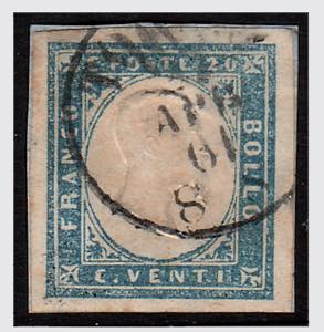 1861 -  20 c. cobalto grigiastro (15Dd) con ... 