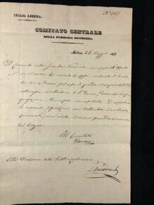 1848 -  I GUERRA DINDIPENDENZA, lettera del ... 