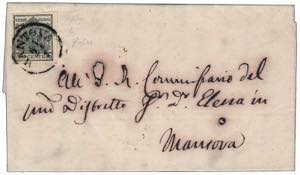 1856 -  10 cent.nero (2) isolato su lettera ... 