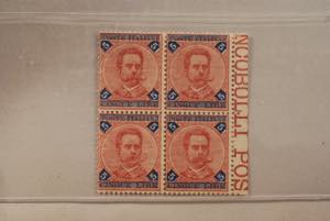 1891 -  Umberto I, 5 lire carminio e azzurro ... 
