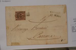 1858 -  10 c. rosa chiaro (2) su lettera da ... 