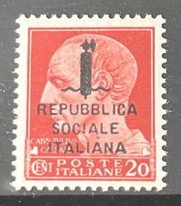 1944 -  20 c. soprastampato Repubblica ... 