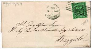 1859 -  5 c. verde (7) su lettera da Reggio ... 