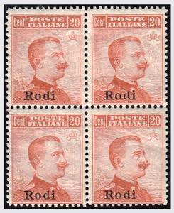 1917 -  RODI, Michetti 20 c. (10) in blocco ... 