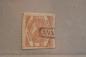 1858 -  10 gr. rosa lillaceo (10a). ... 