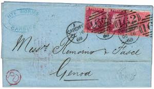 1868 -  Regina Vittoria, 1 p. rosso carminio ... 