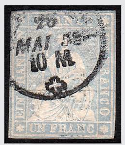 1855-57 -  Strubel, 1 fr. grigio lilla (31), ... 