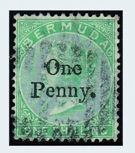 1874-75 -  BERMUDA, 1 p. su 1 sh. (11).
 